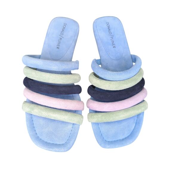 Donald Pliner Kip Slide Sandals Slip-on Suede Women's 5 Blue Green Square Toe - Picture 4 of 8